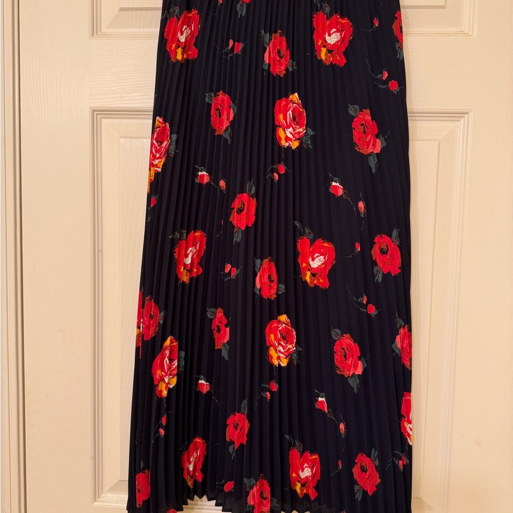 Babaton Red Floral Midi Skirt
